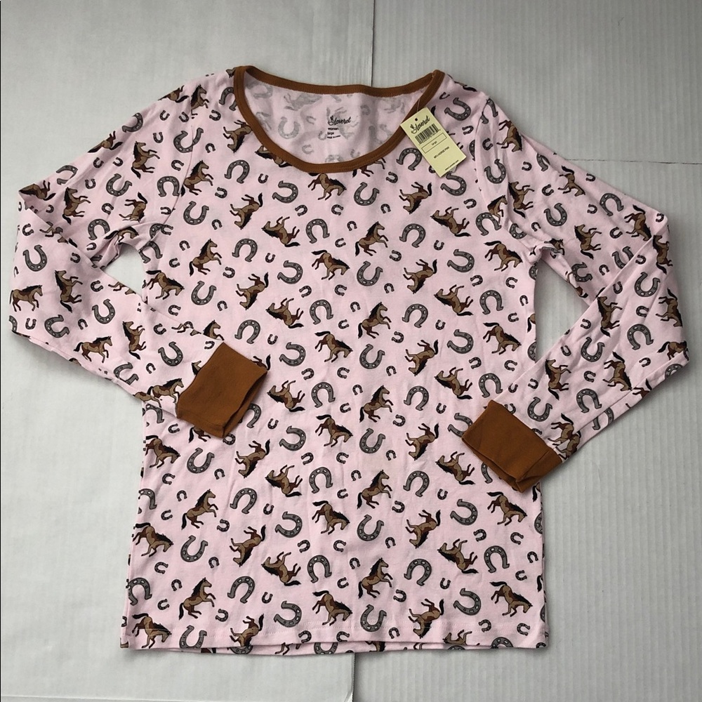 Leveret Women’s NWT Two-piece Cotton Pajamas Horse Print Size L